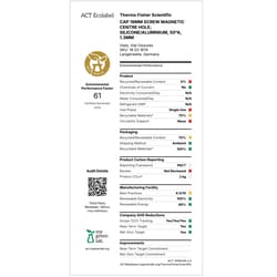 Fisherbrand 18 mm magnetisk universal skruetætning, s lv, centerhul, præcisionsgevind, samlet septum S&oslash;lv, Hvid | Buy Online | Fisher Scientific